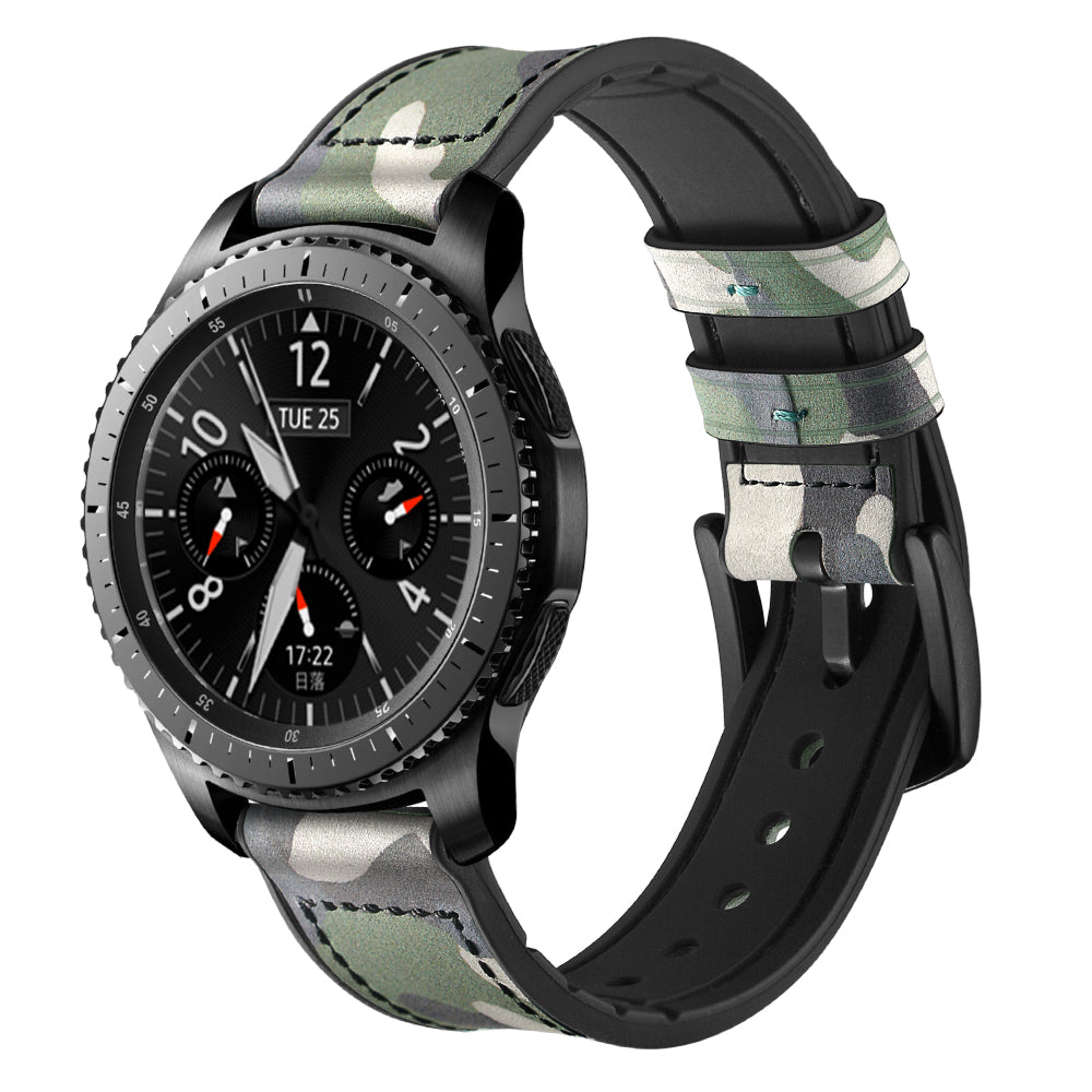 22mm Silicone + Leather Camouflage Watch Strap for Samsung Gear S3 Classic/S3 Frontier