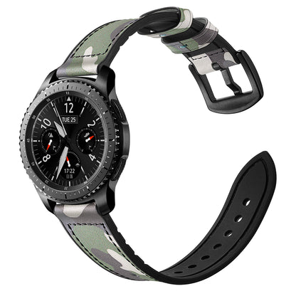 22mm Silicone + Leather Camouflage Watch Strap for Samsung Gear S3 Classic/S3 Frontier