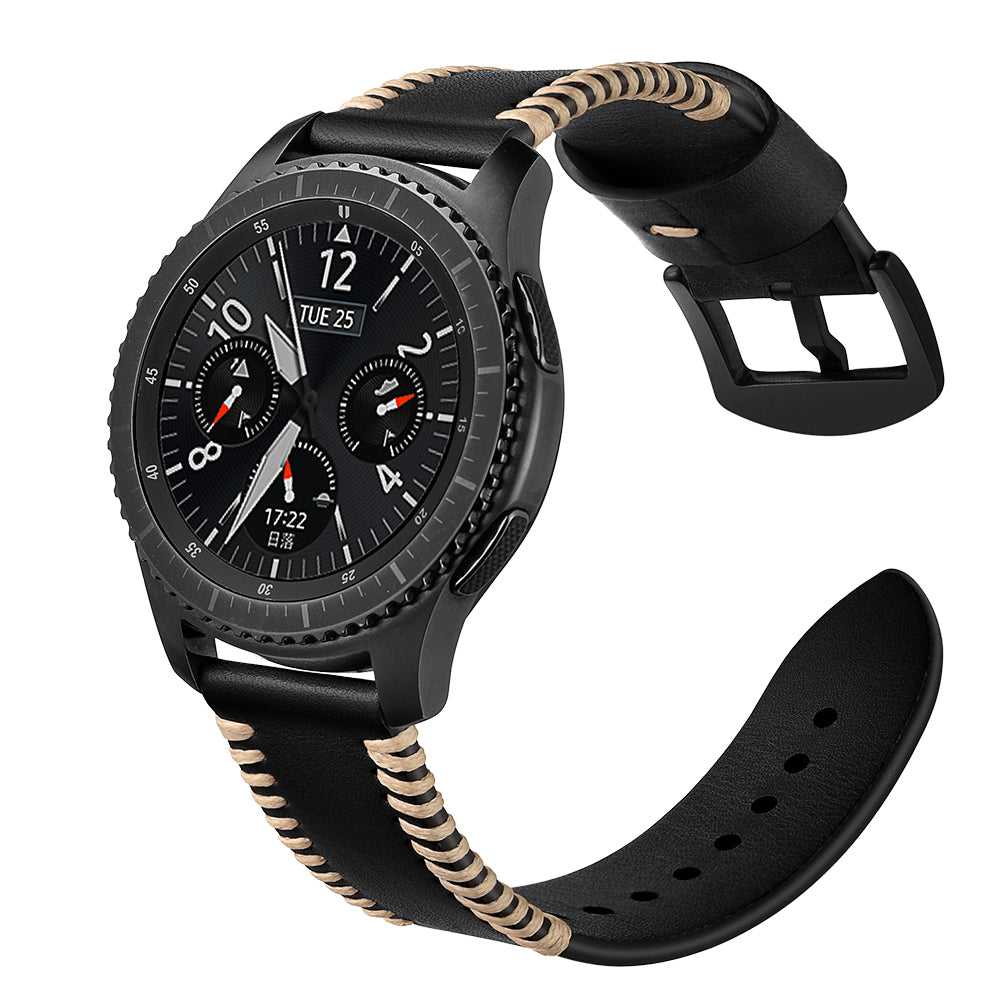 22mm Top Layer Cowhide Leather Watch Strap Watchband Replacement for Samsung Gear S3 Classic/S3 Frontier