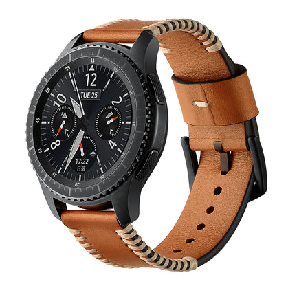 22mm Top Layer Cowhide Leather Watch Strap Watchband Replacement for Samsung Gear S3 Classic/S3 Frontier