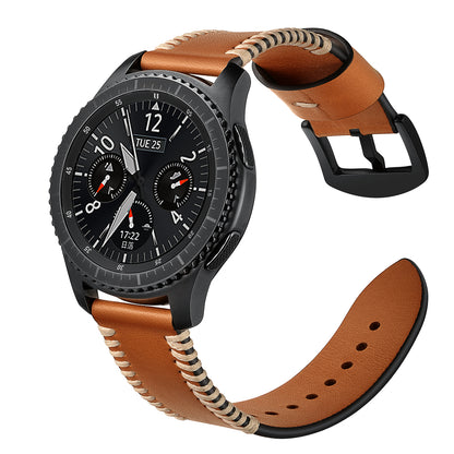 22mm Top Layer Cowhide Leather Watch Strap Watchband Replacement for Samsung Gear S3 Classic/S3 Frontier