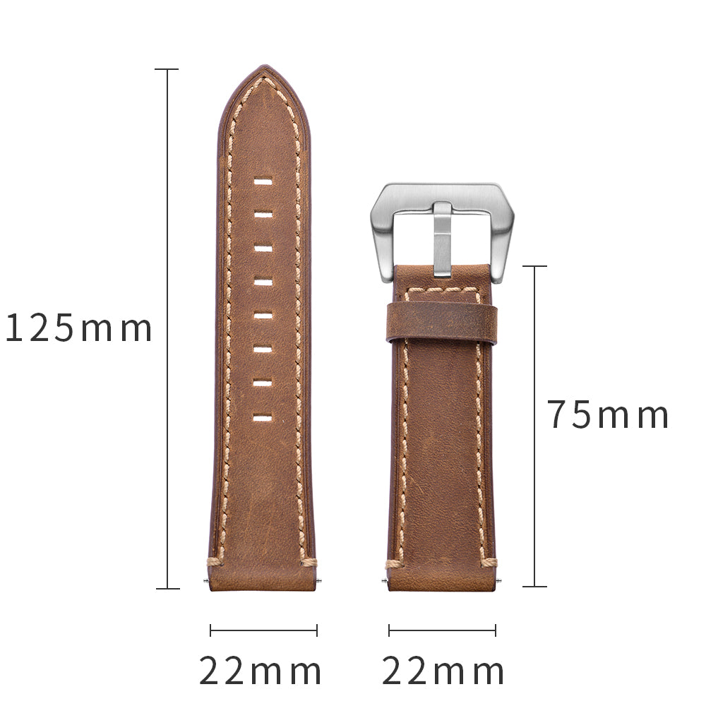 22mm Genuine Leather Watch Strap Smart Watch Band for Huawei Watch GT / Watch 2 / Watch Magic