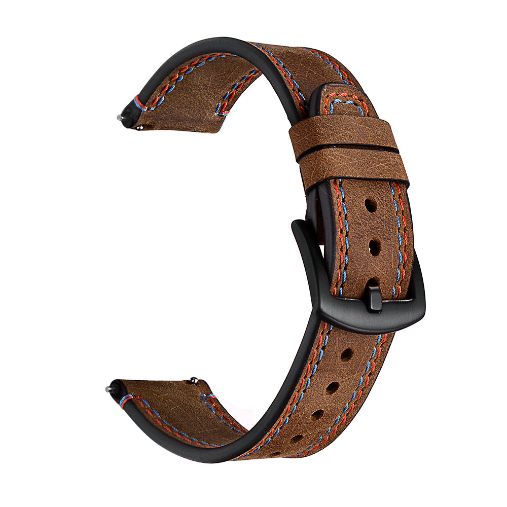 22mm Dual-Stitching Design Genuine Leather Crazy Horse Texture Watch Strap for Huawei Watch GT / Watch 2 / Watch Magic