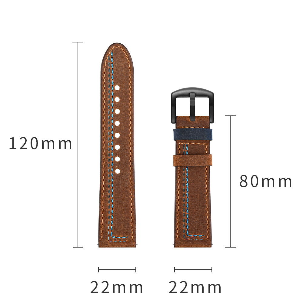 22mm Genuine Leather Smart Watch Strap Replacement with Stitching Decor for Huawei Watch GT1 / 2 / Watch Magic