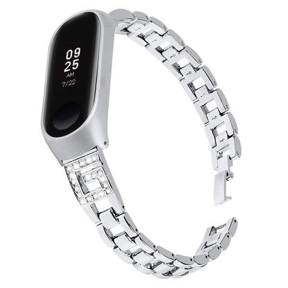 Rhinestone Decor Stainless Steel Smart Bracelet Band for Xiaomi Mi Band 3/Band 4