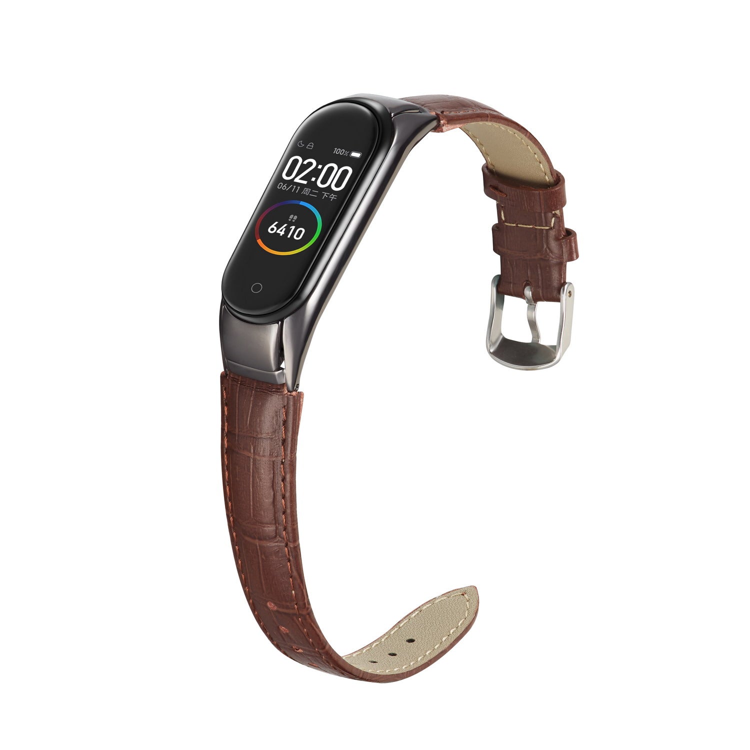 Crocodile Texture Genuine Leather Watch Strap for Xiaomi Mi Band 3 / Mi Smart Band 4