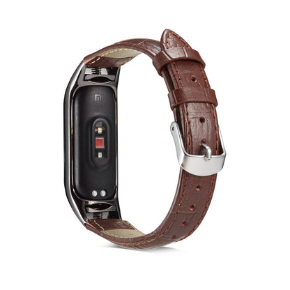 Crocodile Texture Genuine Leather Watch Strap for Xiaomi Mi Band 3 / Mi Smart Band 4