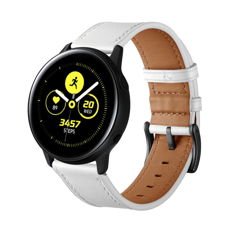 20mm Genuine Leather Smart Watch Replacement Strap for Samsung Galaxy Watch4 Classic 46mm 42mm/Galaxy Watch4 44mm 40mm/Galaxy Watch Active1/Active2 40mm 44mm