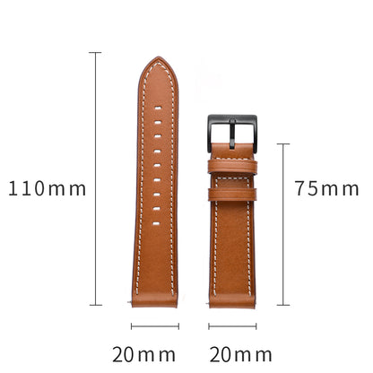 20mm Genuine Leather Smart Watch Replacement Strap for Samsung Galaxy Watch4 Classic 46mm 42mm/Galaxy Watch4 44mm 40mm/Galaxy Watch Active1/Active2 40mm 44mm