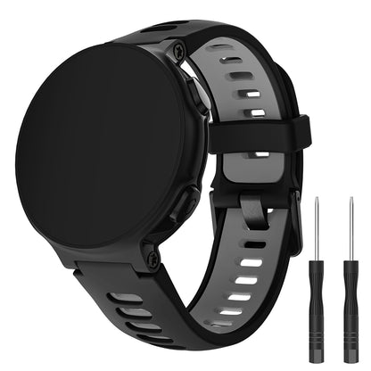 Silicone Watch Band for Garmin Forerunner 735XT 220 230 235 620 630, Dual Color Wrist Strap with Black Buckle