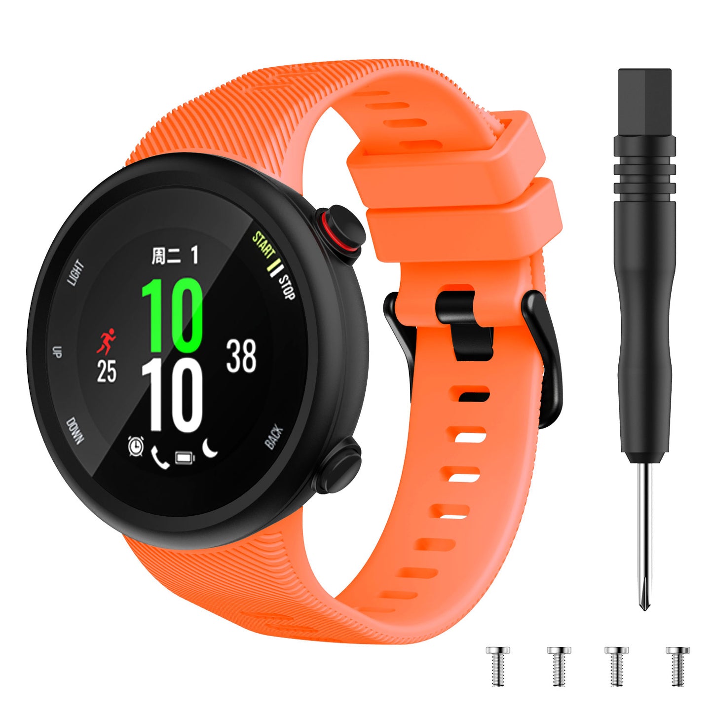 Silicone Wrist Strap with Black Buckle for Garmin Forerunner 45S