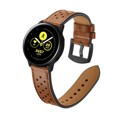 20mm Quality Genuine Leather Watch Band Replacement for Samsung Galaxy Watch4 Classic 46mm 42mm/Galaxy Watch4 44mm 40mm/Galaxy Watch Active 2/1