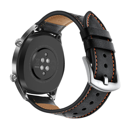 For Huawei Watch GT 2/1 with Holes Cowhide Genuine Leather Watch Band 22mm