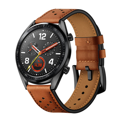 For Huawei Watch GT 2/1 with Holes Cowhide Genuine Leather Watch Band 22mm