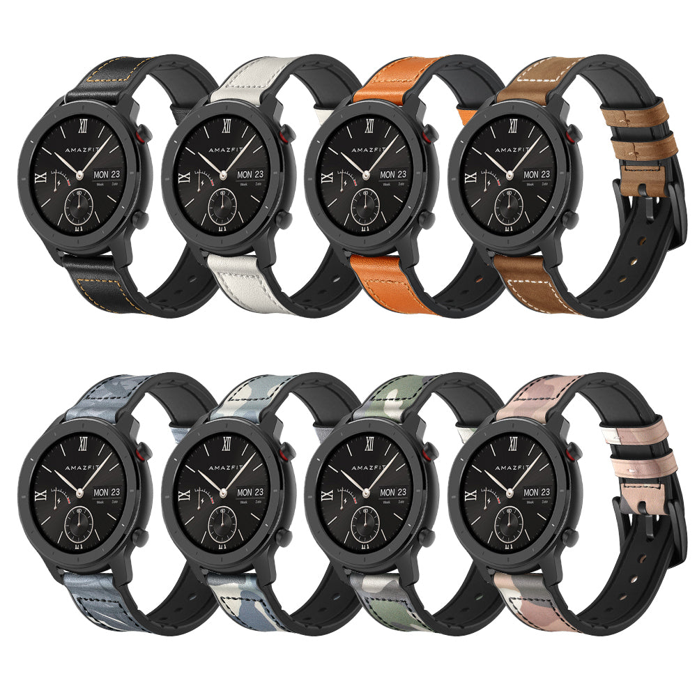 Genuine Leather Coated Silicone Wrist Strap for Huami Amazfit GTR 47mm