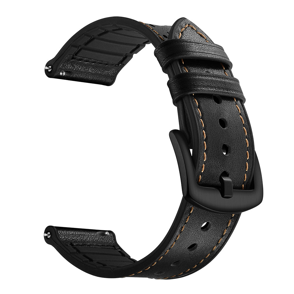 For Huami Amazfit Watch 2 with Holes Cowhide Silicone Surface Genuine Leather Smart Watch Band