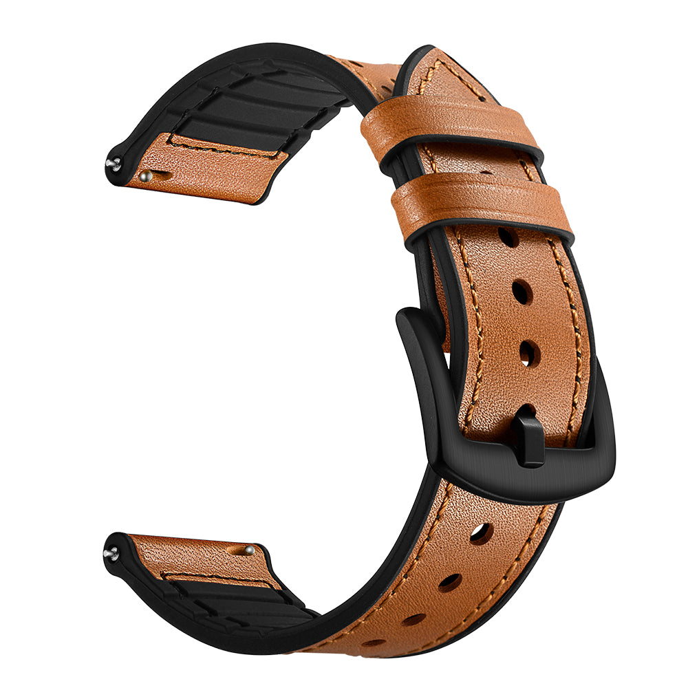 For Huami Amazfit Watch 2 with Holes Cowhide Silicone Surface Genuine Leather Smart Watch Band