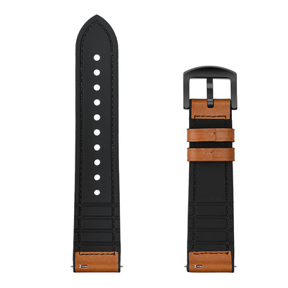 For Huami Amazfit Watch 2 with Holes Cowhide Silicone Surface Genuine Leather Smart Watch Band