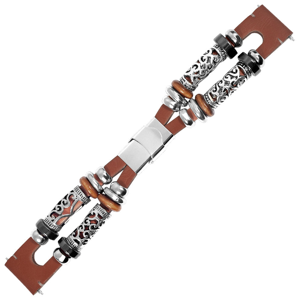 20mm Handmade Cowhide Leather Bead DIY Retro Watch Strap for Amazfit GTR 42mm etc.