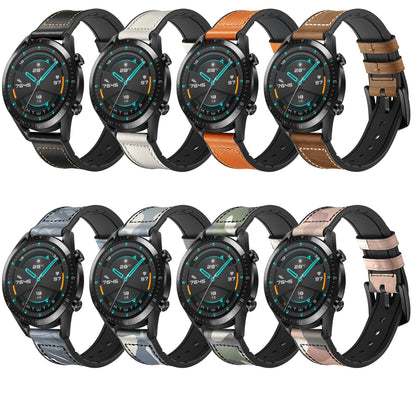 Genuine Leather Coated Silicone Smart Watch Strap [22mm width] for Huawei Watch GT2 46mm