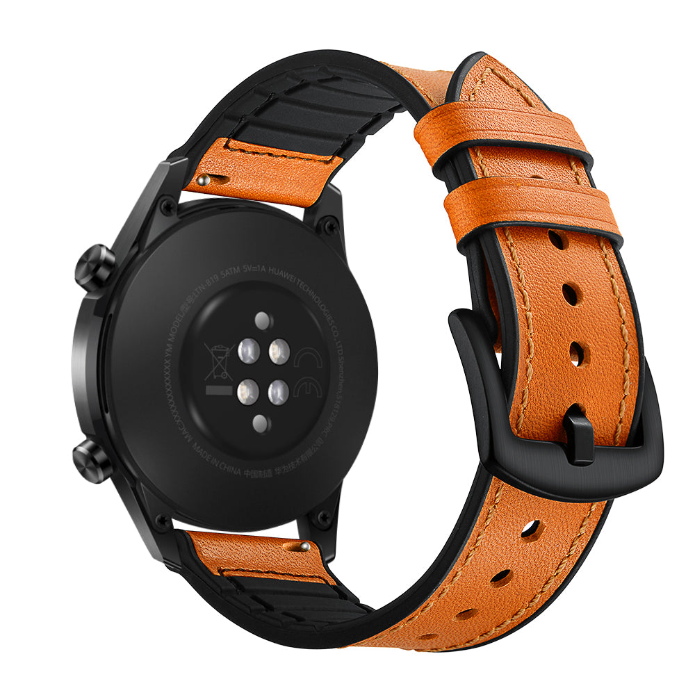 Genuine Leather Coated Silicone Smart Watch Strap [22mm width] for Huawei Watch GT2 46mm