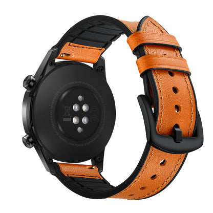 Genuine Leather Coated Silicone Smart Watch Strap [22mm width] for Huawei Watch GT2 46mm