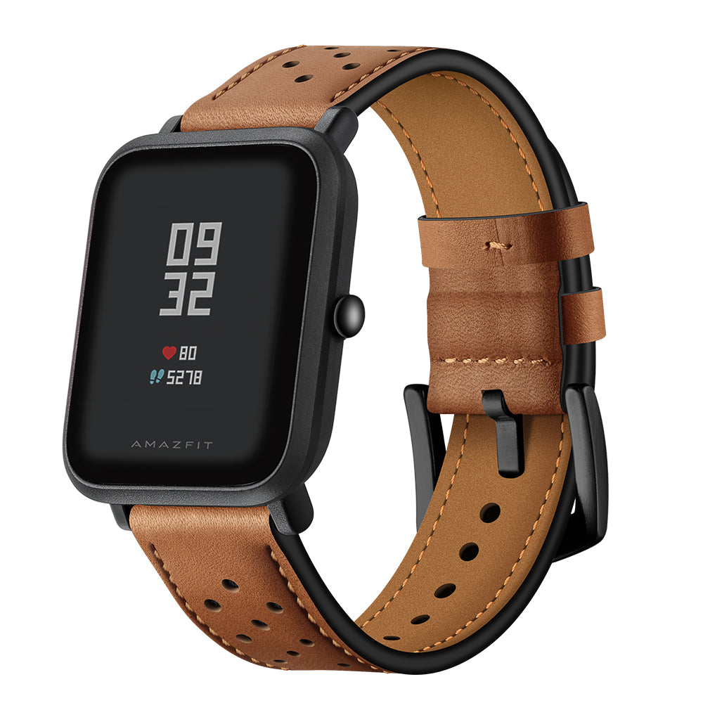 20mm Genuine Leather with Holes Watch Band for Amazfit Bip GTS