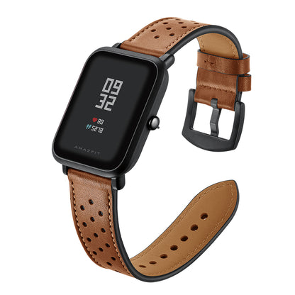 20mm Genuine Leather with Holes Watch Band for Amazfit Bip GTS