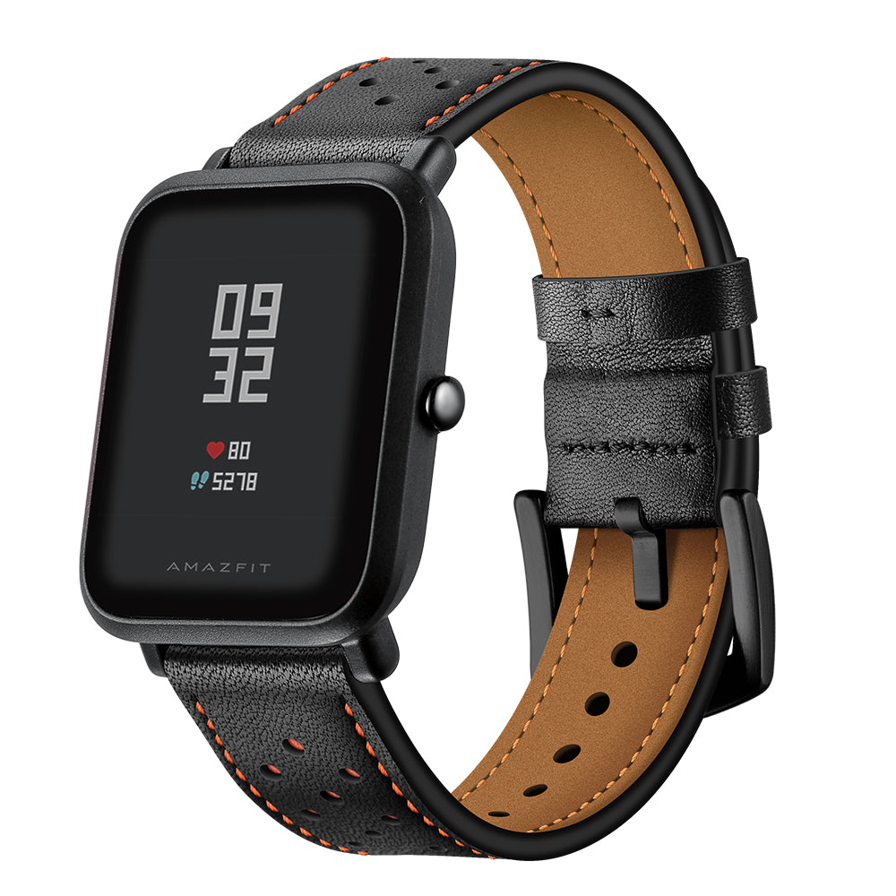 20mm Genuine Leather with Holes Watch Band for Amazfit Bip GTS