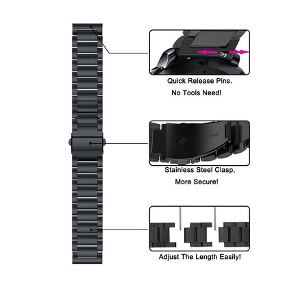 22cm Stainless Steel Watch Band for Fossil Q Marshal gen2/Fossil Gen 4 Q Explorist HR/Fossil Gen 3 Q Explorist