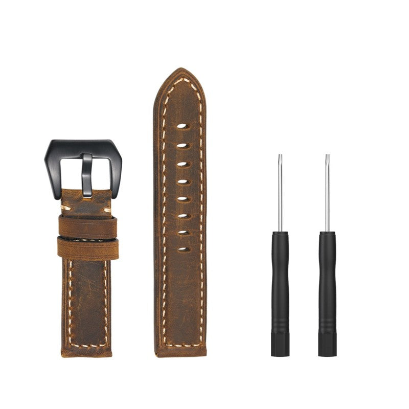 Genuine Leather Watchband Replacement Strap for Garmin MARQ Series/Fenix5/5X/5S/Forerunner945/Approach S60