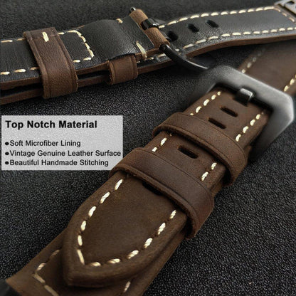 Genuine Leather Watchband Replacement Strap for Garmin MARQ Series/Fenix5/5X/5S/Forerunner945/Approach S60