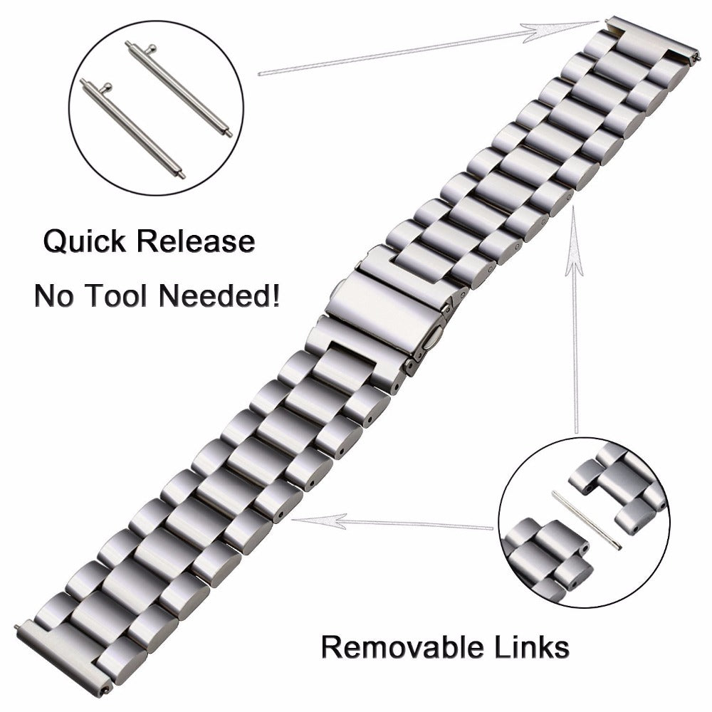 20mm Stainless Steel Wrist Watch Band for Huawei Watch GT/GT2/Nokia Withings Steel Hr 40mm/Garmin Forerunner 245 Music/245/Garmin Venu/Polar Ignite 42mm