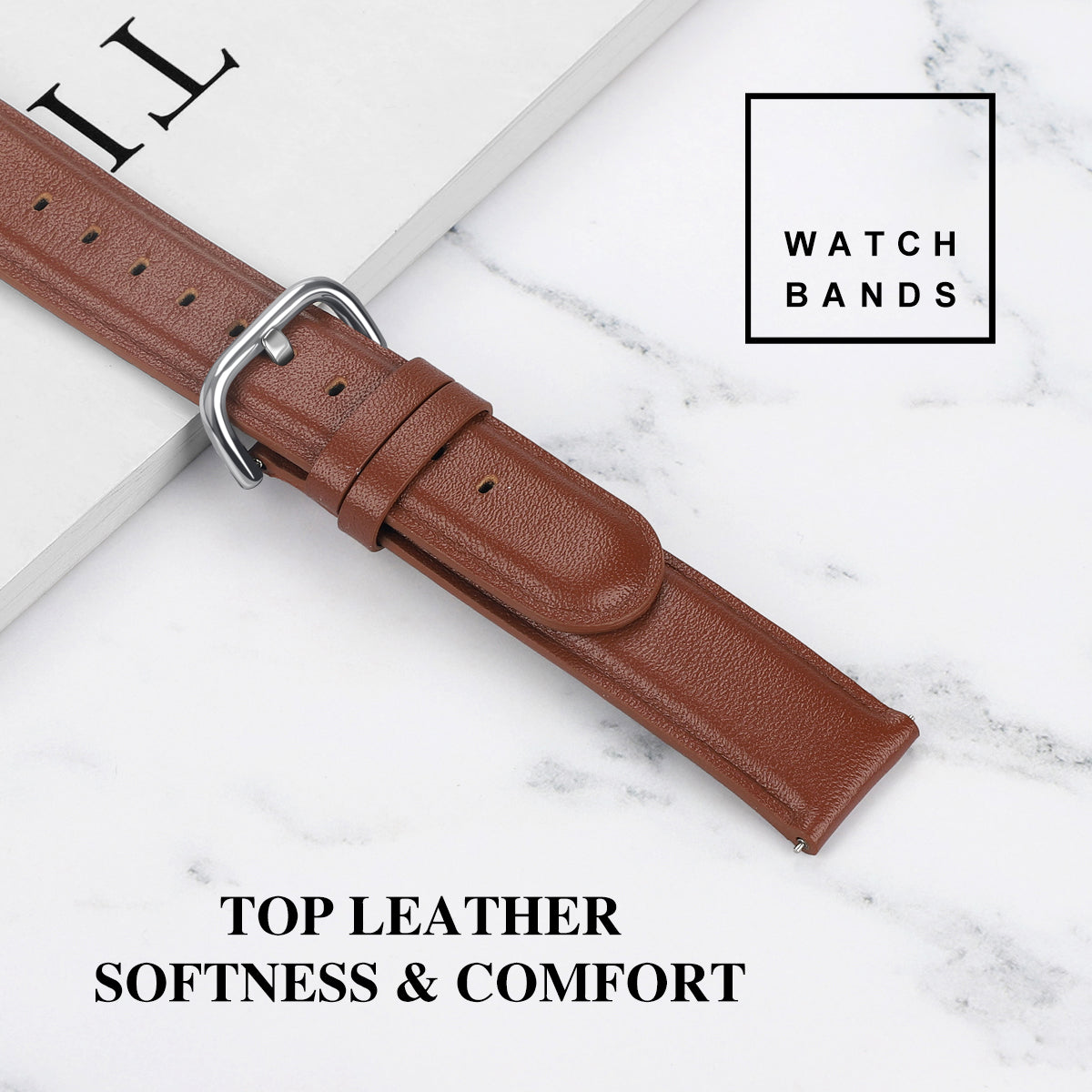 20mm Genuine Leather Smart Watch Replacement Strap for Samsung Galaxy Watch 42mm