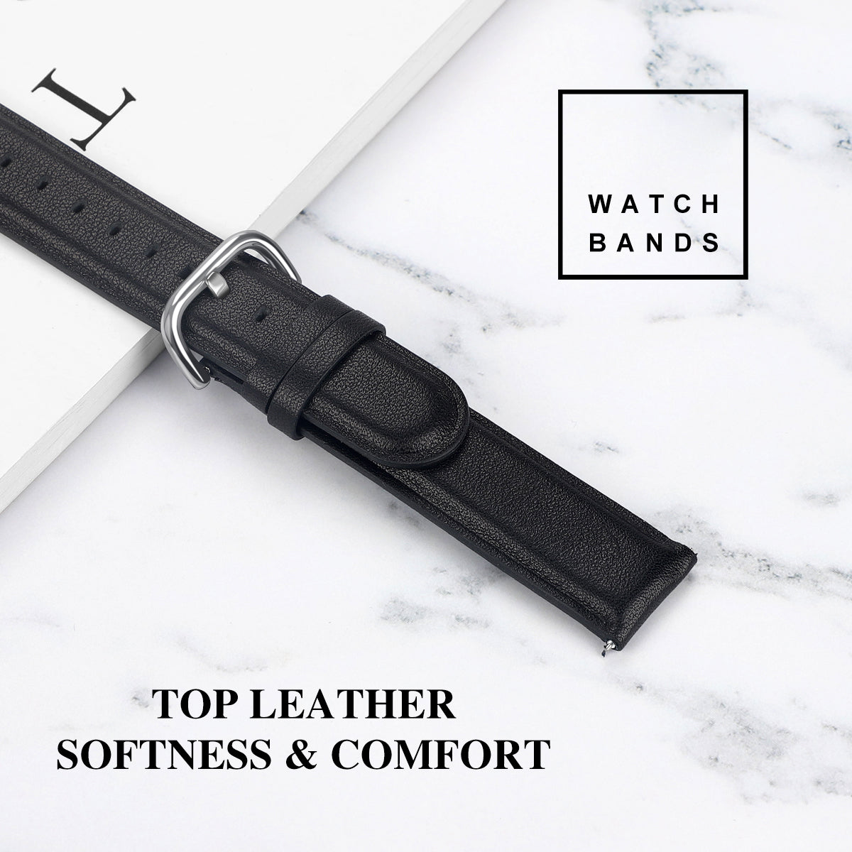 22mm Genuine Leather Smart Watch Replacement Strap for Samsung Galaxy Watch 46mm