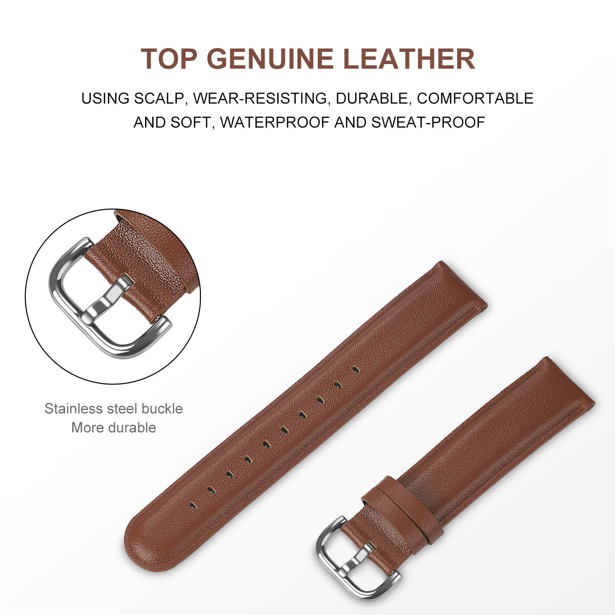 22mm Genuine Leather Smart Watch Replacement Strap for Samsung Galaxy Watch 46mm