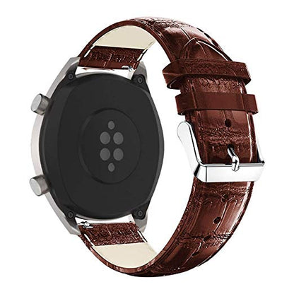 22mm Crocodile Texture Genuine Leather Smart Watch Band Replacement for Huawei Watch GT2e/GT2 46mm