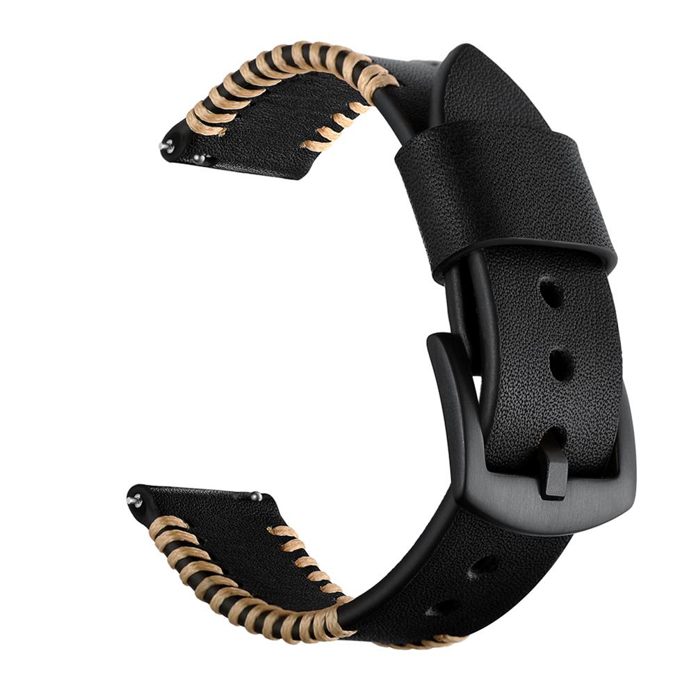 22mm Stitching Decor Genuine Leather Smart Watch Band Replacement for Huawei Watch GT2e/GT2 46mm