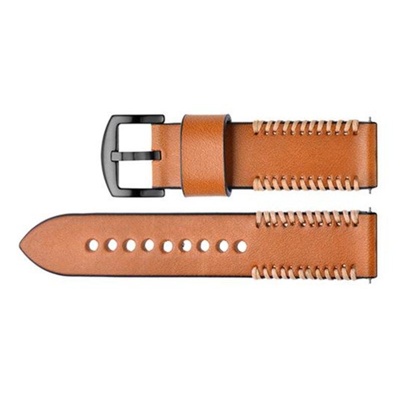 22mm Stitching Decor Genuine Leather Smart Watch Band Replacement for Huawei Watch GT2e/GT2 46mm