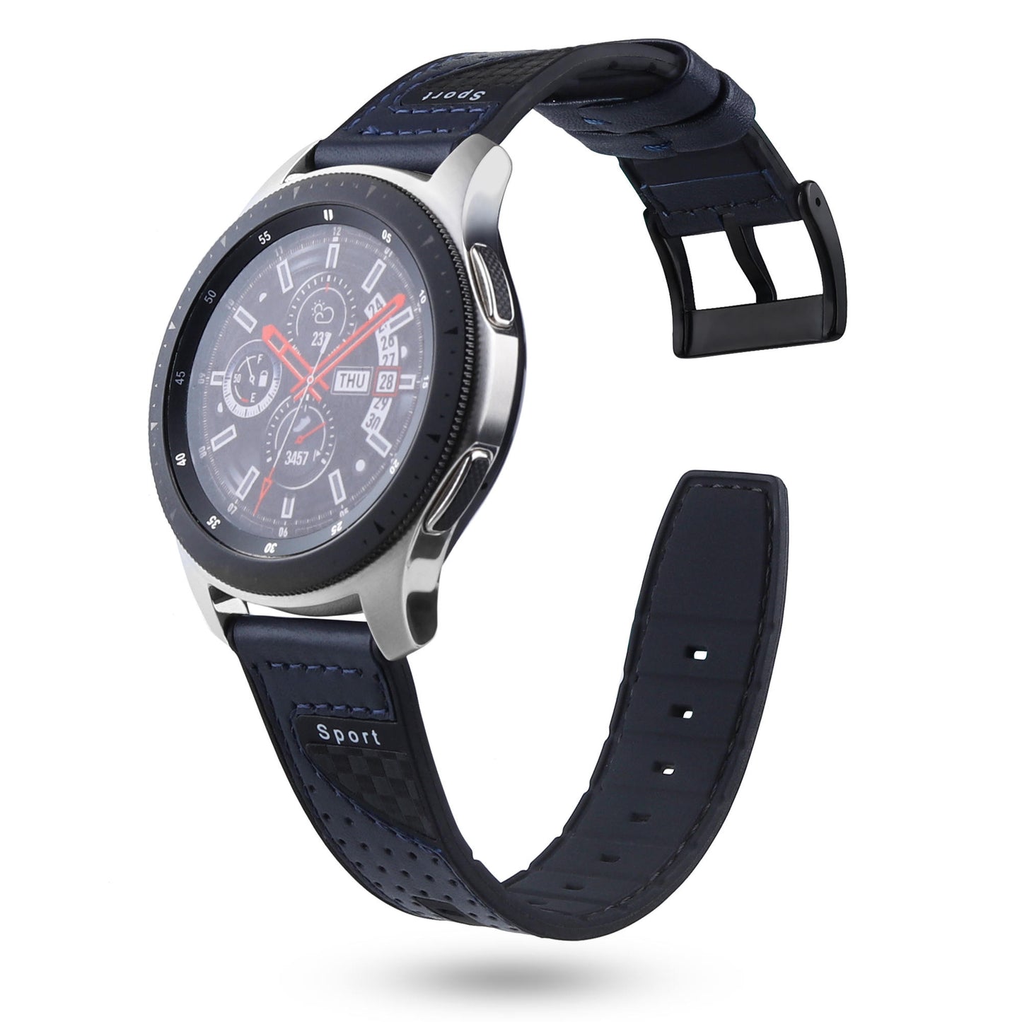 22mm Carbon Fiber Leather Coated Silicone Watch Strap for Huawei Watch GT2/Galaxy Watch 46mm etc.