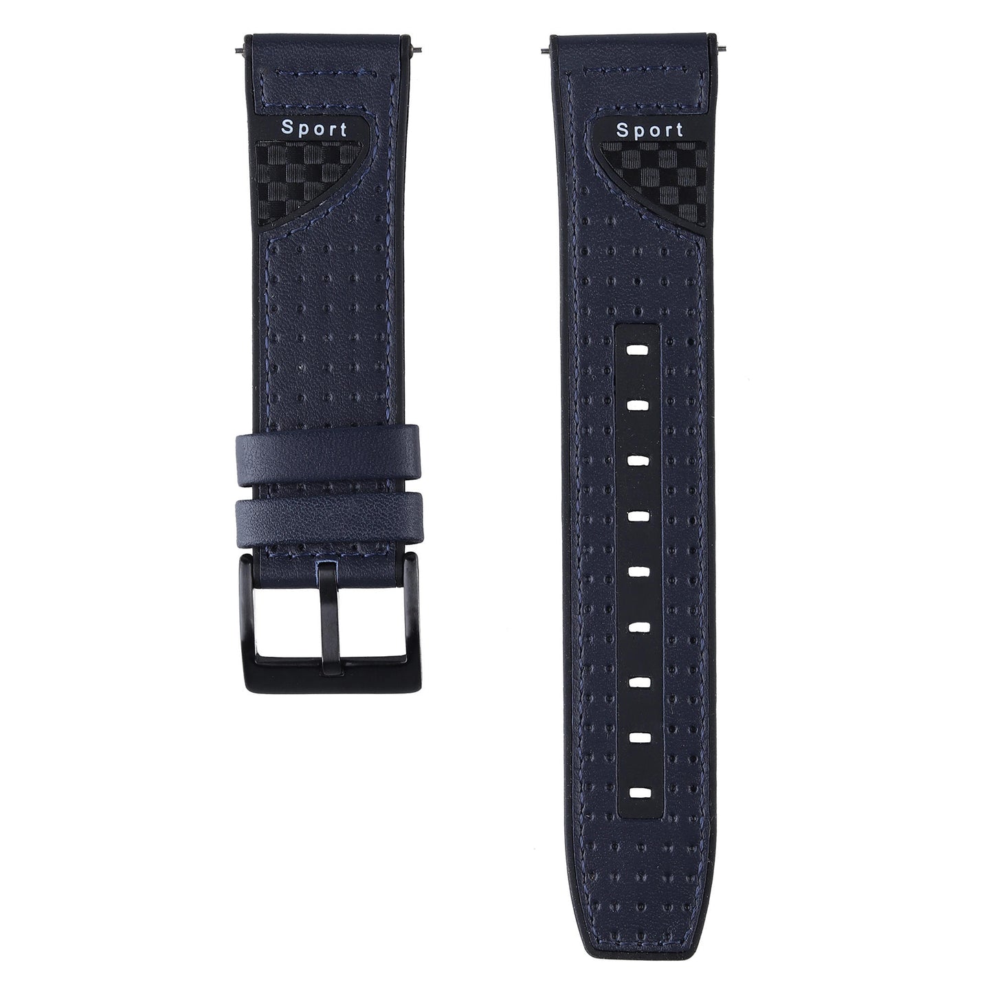 22mm Carbon Fiber Leather Coated Silicone Watch Strap for Huawei Watch GT2/Galaxy Watch 46mm etc.