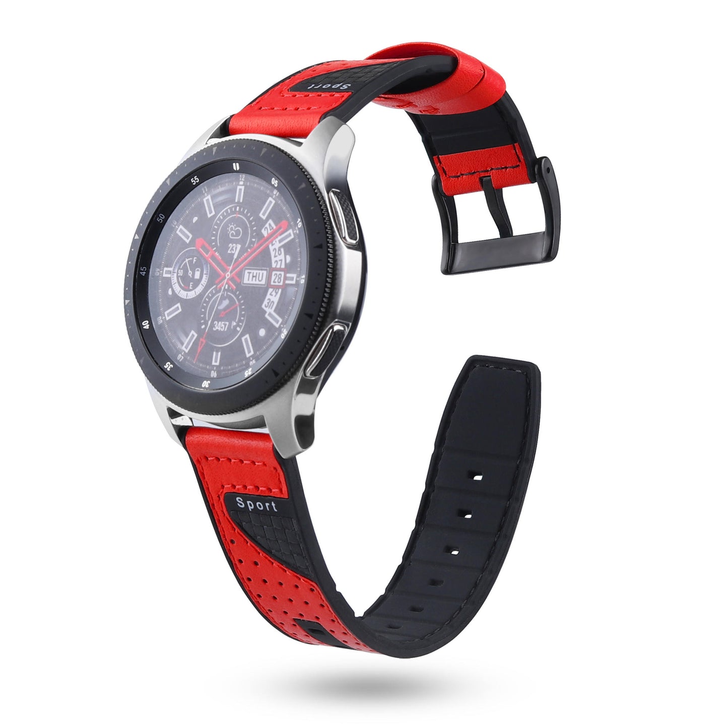 22mm Carbon Fiber Leather Coated Silicone Watch Strap for Huawei Watch GT2/Galaxy Watch 46mm etc.