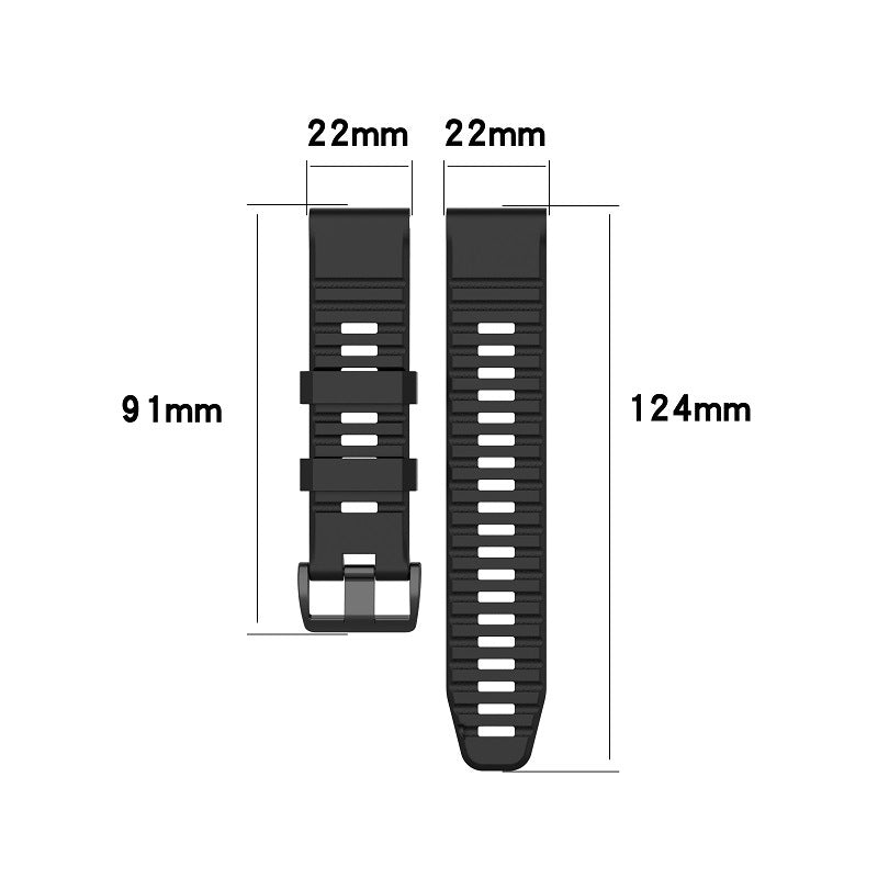 26mm Silicone Sport Watchband with Black Buckle for Garmin Fenix 6X Pro