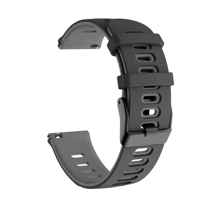 For Samsung Galaxy Watch4 44mm 40mm/Watch4 Classic 46mm 42mm/Gear S2/Garmin Forerunner 245 20mm Dual-color Silicone Smart Watch Band Replacement Strap (Black Buckle)