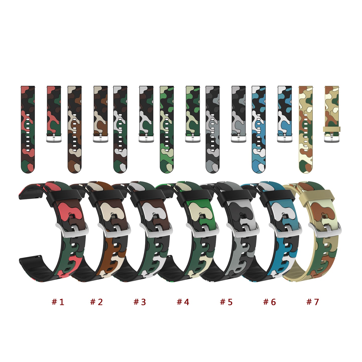 20mm Camouflage Skin Flexible Silicone Watch Strap for Huami Amazfit Watch Youth Version/GT2 42mm