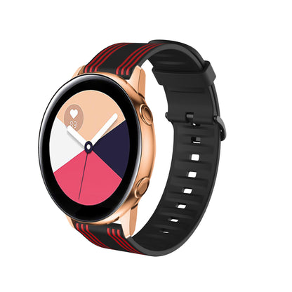 20mm Twill Color-blocking Silicone Band for Samsung Galaxy Watch Active1/2/Watch 42mm/Gear Sport/Huami Amazfit GTR 42mm/Bip GTS/Garmin Vivoactive 3/Move HR/Huawei Watch GT2 42mm