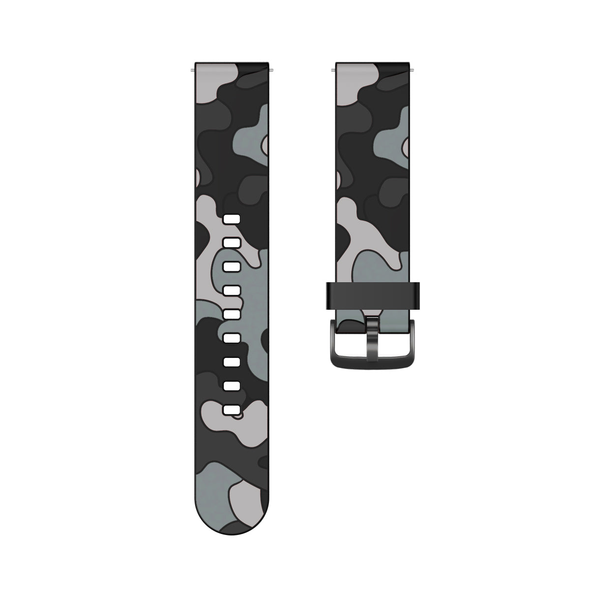 20mm Camouflage Skin Silicone Watch Band for Samsung Galaxy Watch Active1/2/Watch 42mm/Gear Sport/Huami Amazfit GTR 42mm/Bip GTS/Garmin Vivoactive 3/Move HR/Huawei Watch GT2 42mm