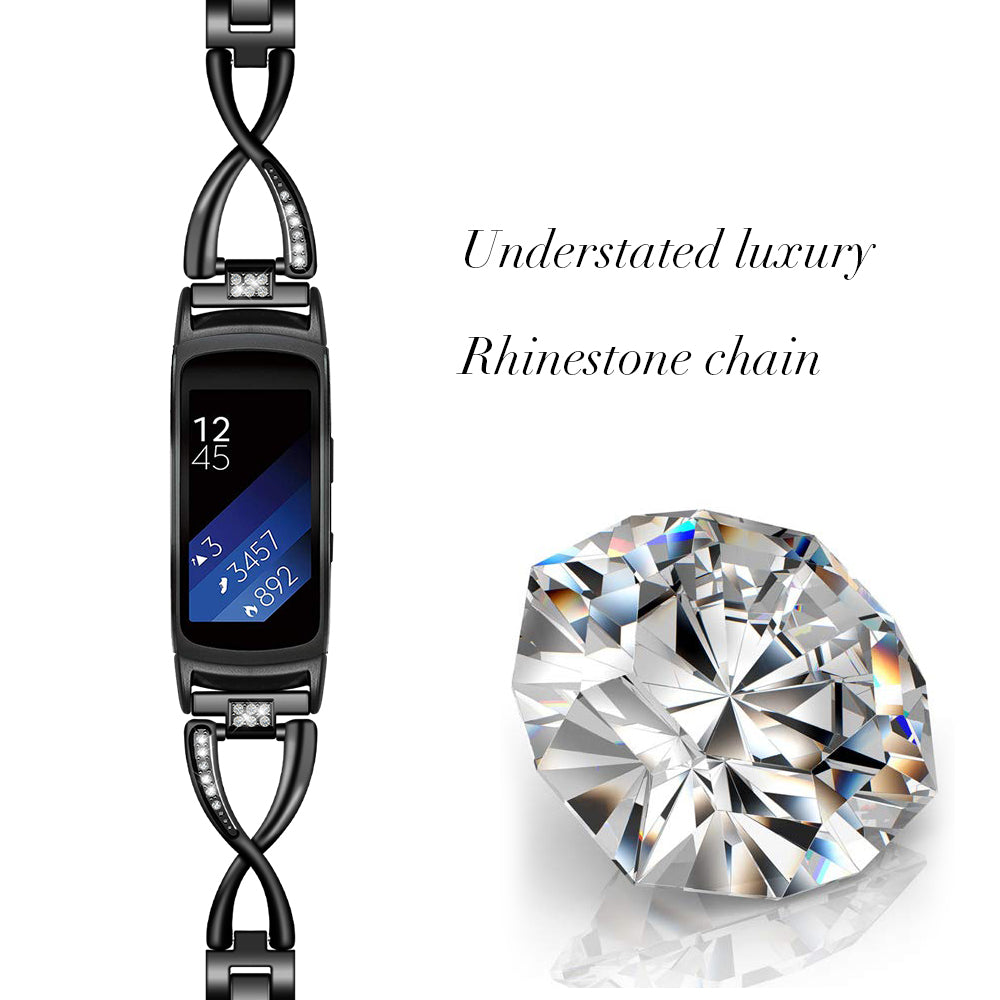 Zinc Alloy X-shape with Diamond Watch Band for Samsung Gear Fit2