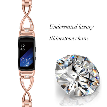 Zinc Alloy X-shape with Diamond Watch Band for Samsung Gear Fit2