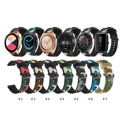 20mm Camouflage Surface with Black Buckle Silicone Watch Band for Huawei Watch GT 2 42mm/Huami Amazfit Watch Youth Edition